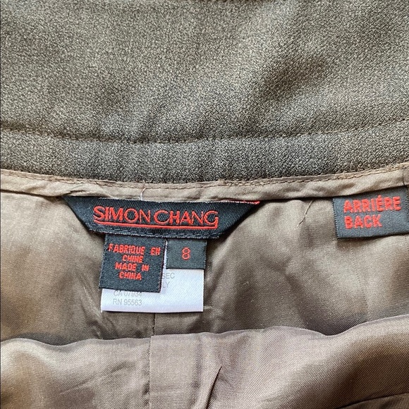 Simon Chang Women's Brown Suit Blazer and Wide Leg Trouser Dress Pant Minimalist - Picture 7 of 16